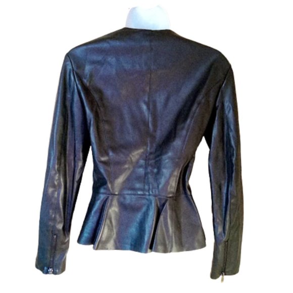 ZARA  Black Peplum Faux Leather Jacket Size XS - Picture 4 of 6